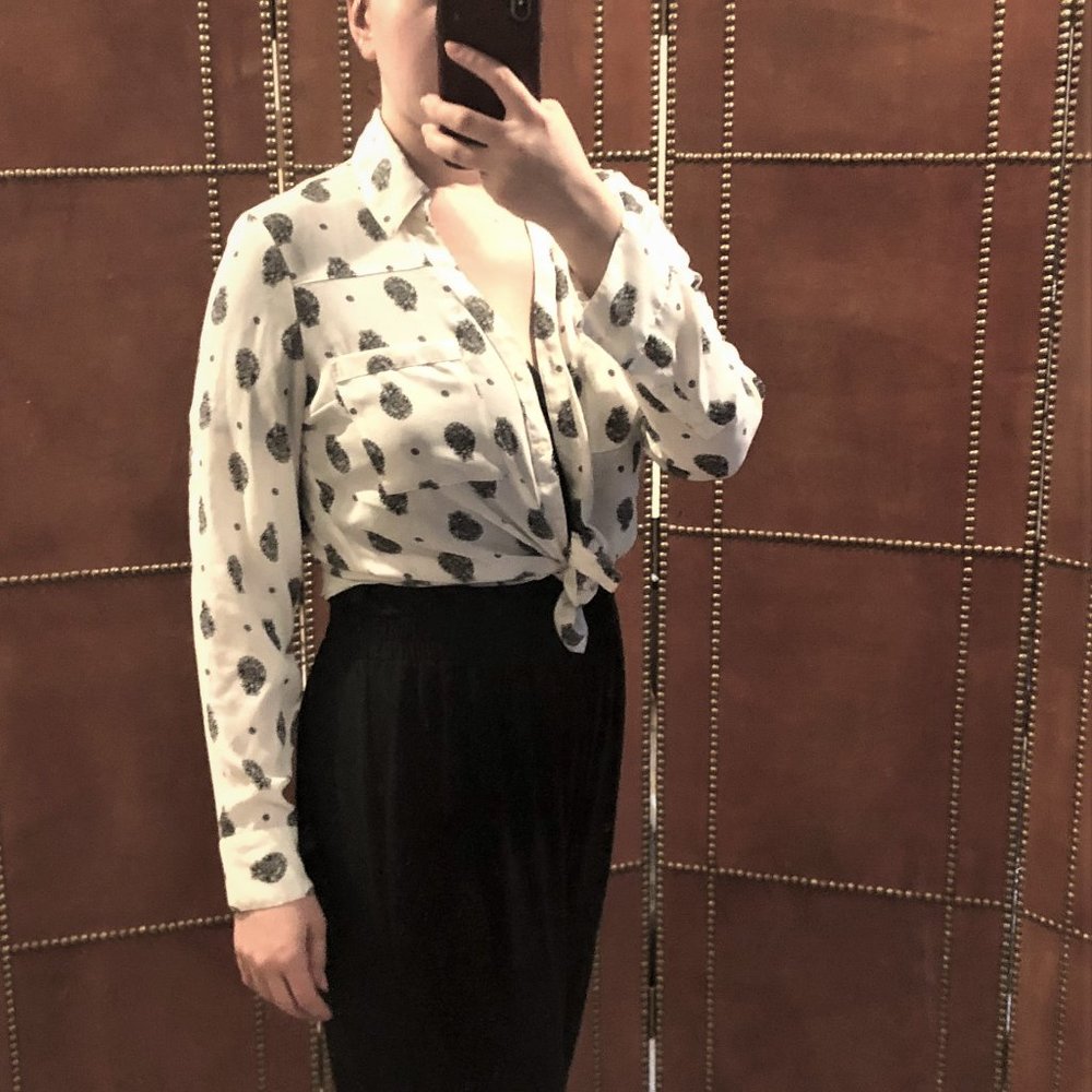 Express White and Black Blouse